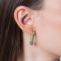 Safety Pin Full Green Medium Earring