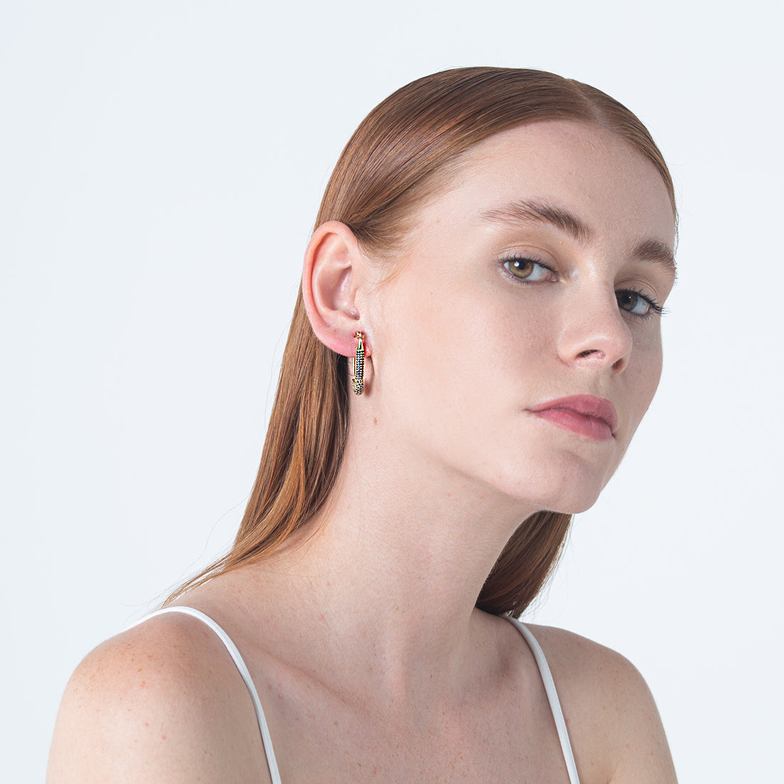 Safety Pin Full Black Medium Earrings